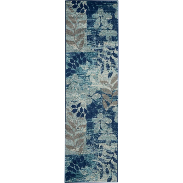 Nourison Tranquil Runner Area Rug TRA01-Navy/Light Blue