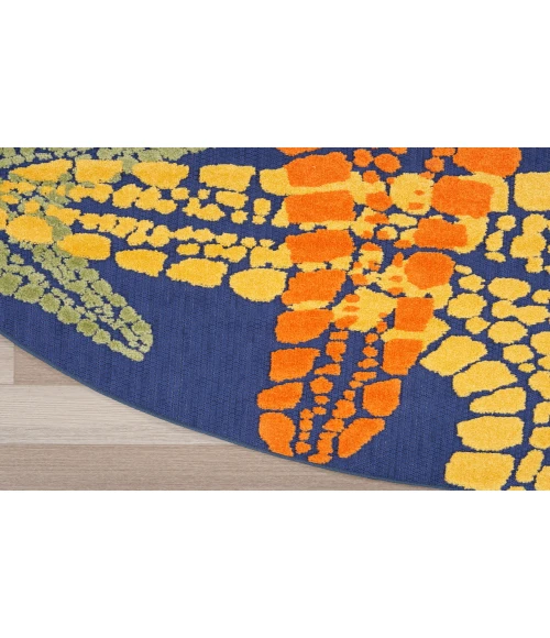 Nourison Aloha Blue Multicolor ALH28 7’10” Round Rug