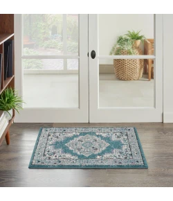 Nourison Home Passion PSN03 Turquoise Grey 1 ft. 10 in. X 2 ft. 10 in. Area Rug
