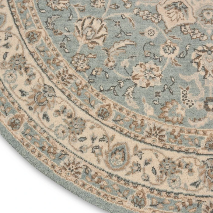 Nourison Living Treasures Round Area Rug LI15-Aqua/Ivory