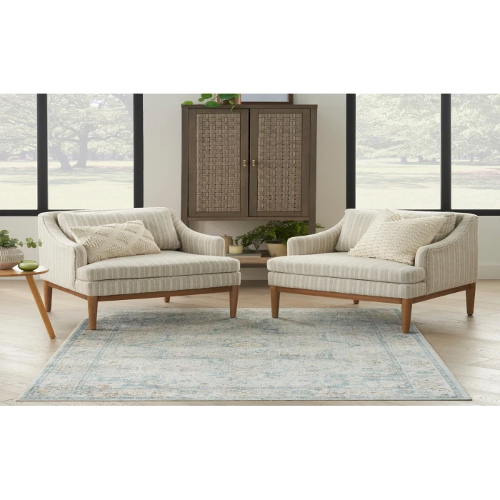 Nourison Astra Machine Washable Light Blue ASW12 4 ft. X 6 ft. Rectangle Rug
