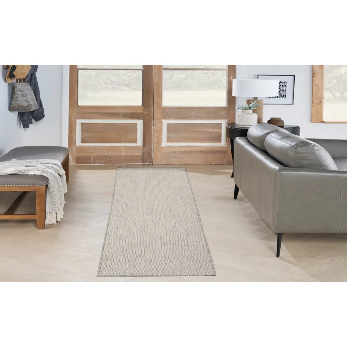 Nourison Courtyard Ivory Silver COU01 2 ft. 2 in. X 16 ft. Rectangle Rug