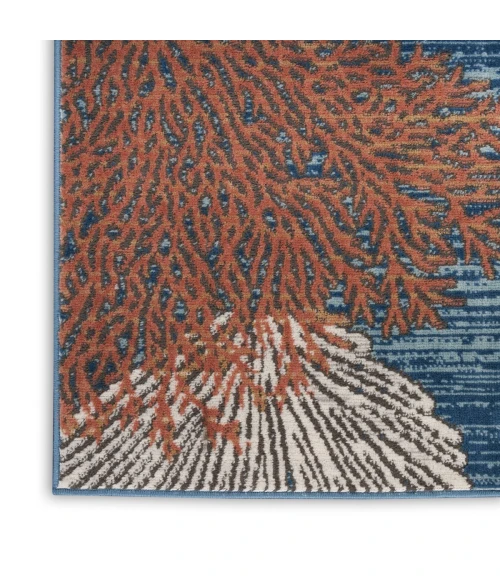 Nourison Seaside Blue Multicolor SDS04 4 ft. X 6 ft. Rect. Rug