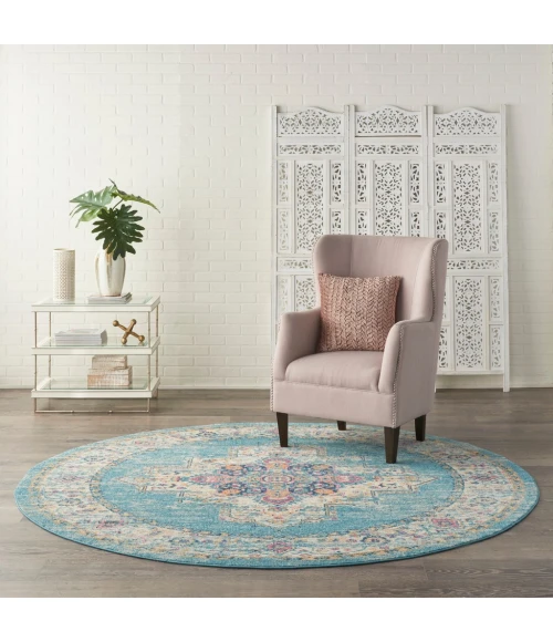 Nourison Passion Round Area Rug PSN03-Light Blue