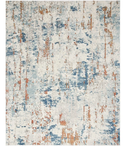 Nourison Quarry Beige Blue Rust QUA01 8 ft. X 10 ft. Rect. Rug