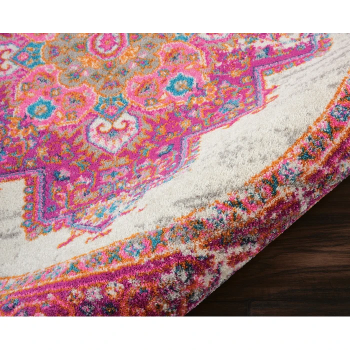 Nourison Passion Round Area Rug PSN03-Ivory/Fuchsia