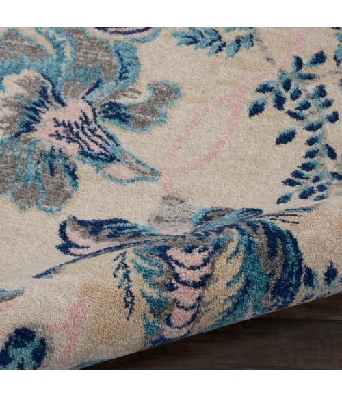 Nourison Tranquil Round Area Rug TRA02-Ivory/Light Blue