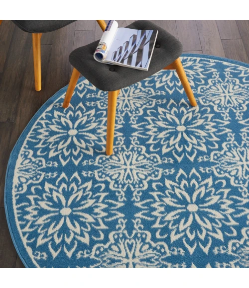 Nourison Jubilant Round Area Rug JUB06-Ivory/Blue