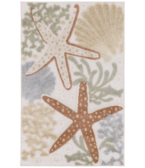Nourison Aloha Ivory Multicolor ALH24 2 ft. 8 in. X 4 ft. Rectangle Rug