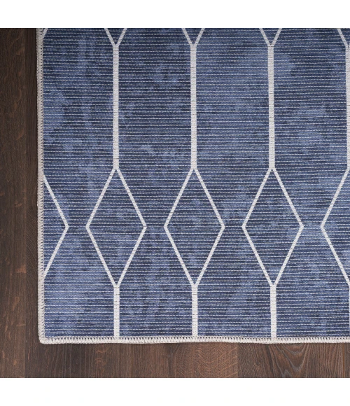 Nicole Curtis Machine Washable Series 1 Area Rug SR107 Navy