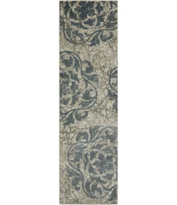 Nourison Home Maxell MAE10 Ivory/Blue 2 ft. 2 in. X 7 ft. 6 in. Area Rug