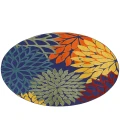 Nourison Aloha Navy Multicolor ALH05 7 ft. 10 in. Round Rug