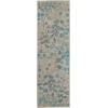 Nourison Home Tranquil TRA03 Ivory/Turquoise 2 ft. 3 in. X 7 ft. 3 in. Area Rug