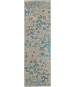 Nourison Home Tranquil TRA03 Ivory/Turquoise 2 ft. 3 in. X 7 ft. 3 in. Area Rug