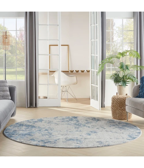 Nourison Rustic Textures Area Rug RUS16 Grey/Blue 5'3" Round