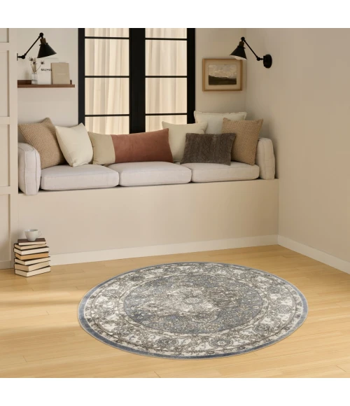 Nourison Quarry Blue QUA05 4 ft. X Round Rug