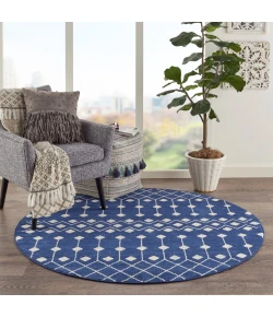 Nourison Home Grafix GRF37 Navy 5 ft. 3 in. Round Area Rug