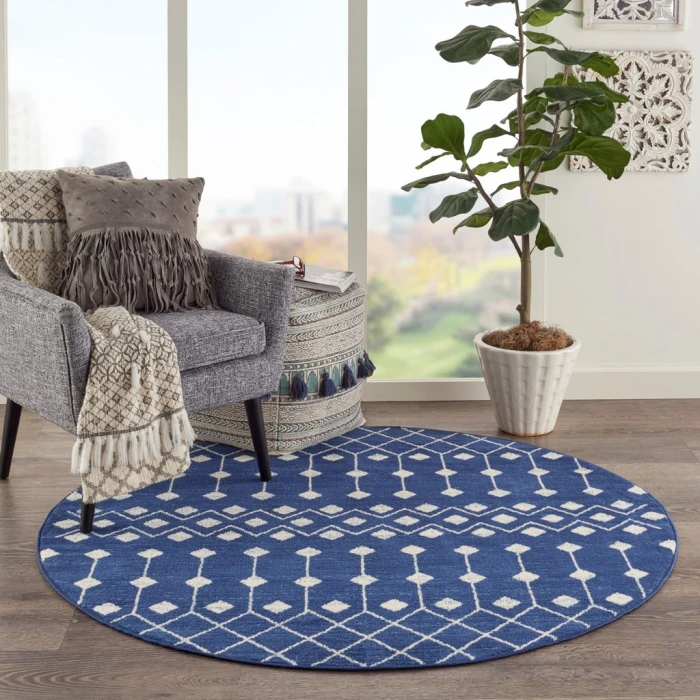 Nourison Grafix Round Area Rug GRF37-Navy