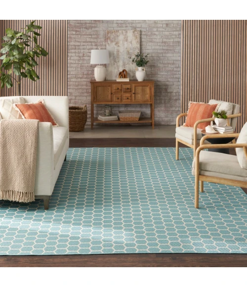 Nourison Twist Reversible Aqua TWS01 9 ft. X 12 ft. Rect. Rug