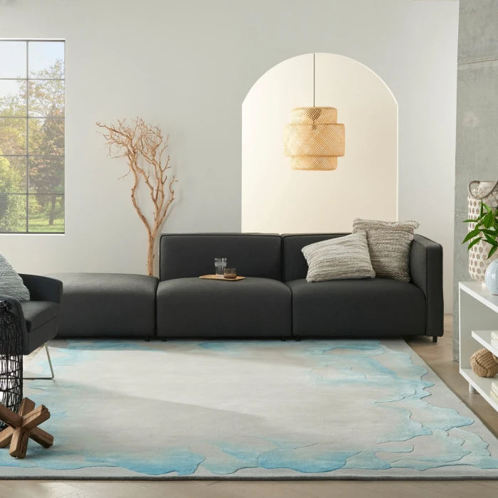 Nourison Prismatic Sea Mist Blue Area Rug PRS22 Sea Mist Blue 7'9" x 9'9"