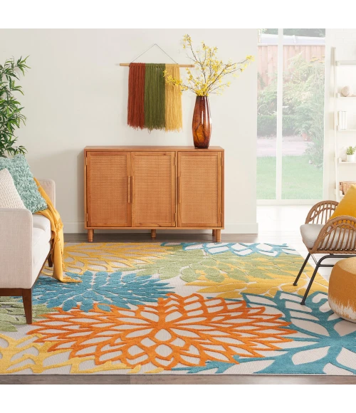 Nourison Aloha Area Rug ALH05 Turquoise Multicolor