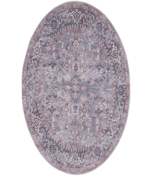 Nicole Curtis Machine Washable Series 1 Grey SR104 7 ft. 10 in. Round Rug