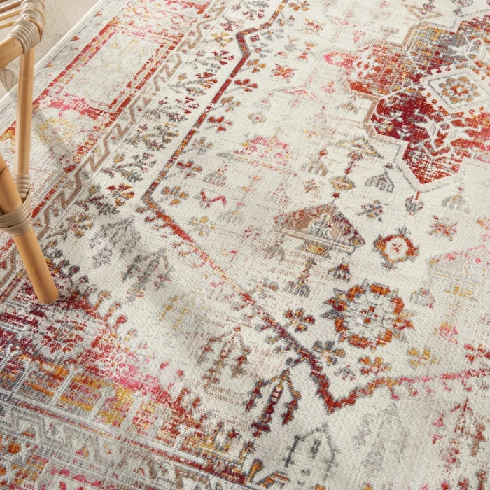 Nourison Vintage Kashan Area Rug VKA08-Ivory Red