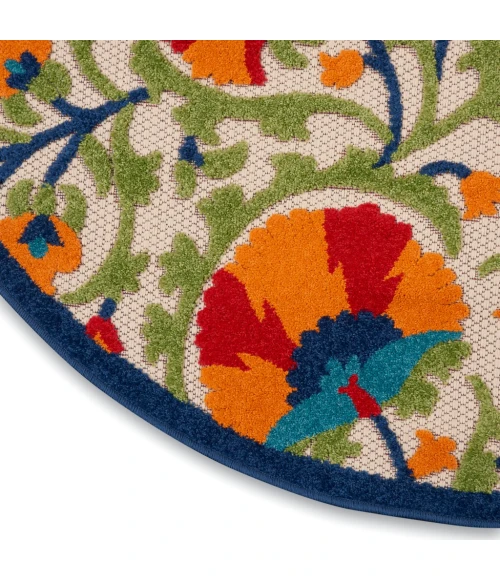 Nourison Aloha Round Area Rug ALH20-Red/Multicolor