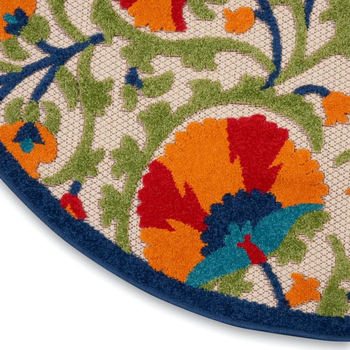Nourison Aloha Round Area Rug ALH20-Red/Multicolor