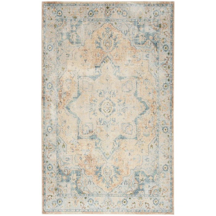 Nourison Astra Machine Washable Beige Blue ASW12 4 ft. X 6 ft. Rectangle Rug