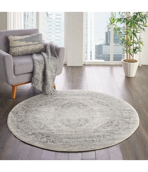 Nourison Tranquil Round Area Rug TRA05-Ivory/Grey