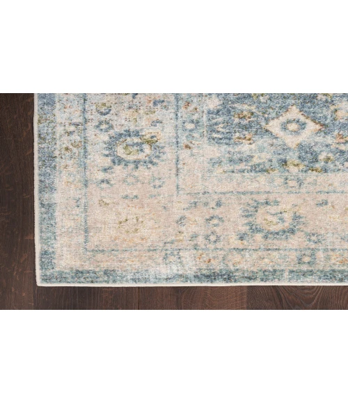Nourison Astra Machine Washable Teal Beige ASW16 2 ft. X 6 ft. Rectangle Rug