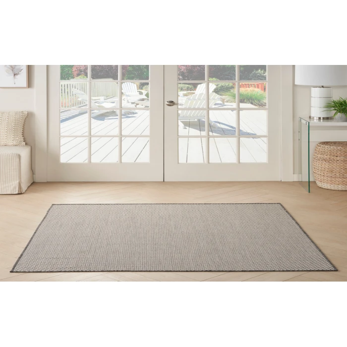 Nourison Courtyard Ivory/Charcoal COU01 4 ft. Square Rug