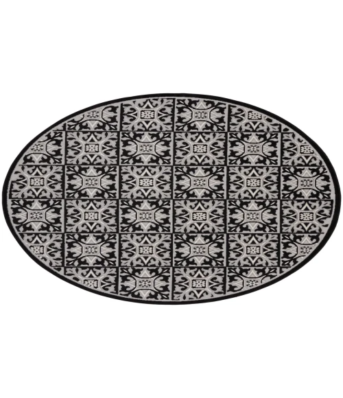 Nourison Aloha Black White ALH34 7’10” Round Rug