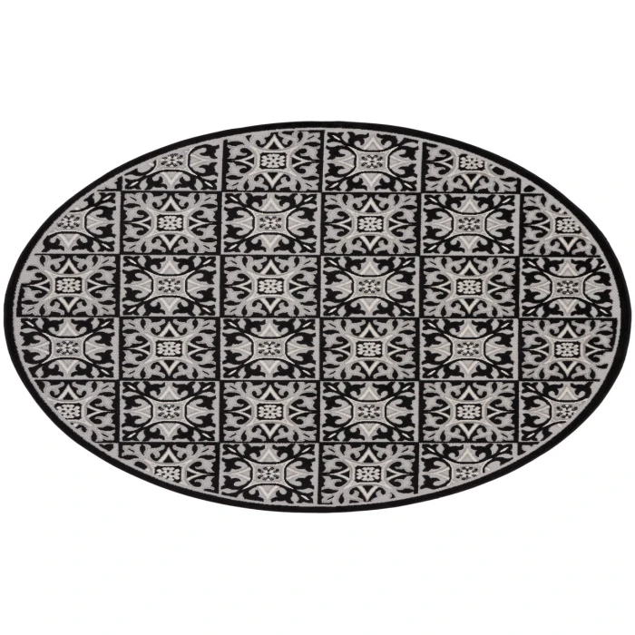 Nourison Aloha Black White ALH34 7’10” Round Rug