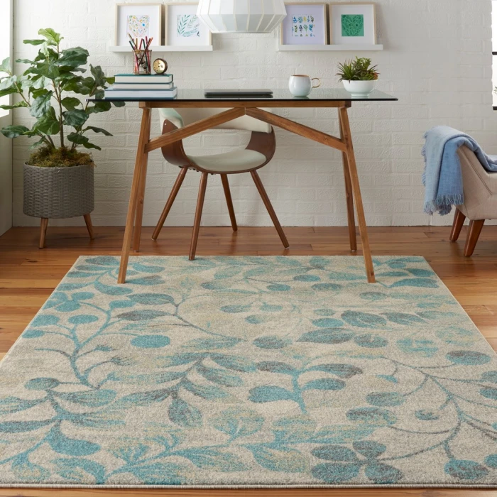 Nourison Tranquil Area Rug TRA03-Ivory/Turquoise
