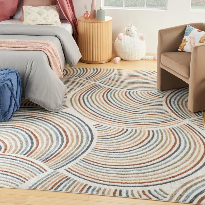 Nourison Astra Machine Washable Area Rug ASW08 Ivory/Multi