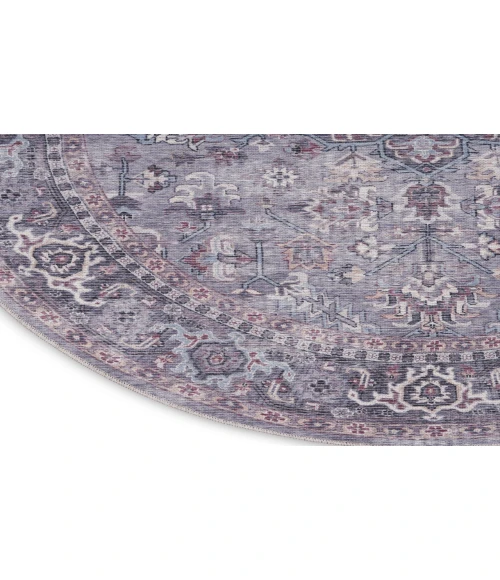 Nicole Curtis Machine Washable Series 1 Grey SR104 5 ft. 3 in. Round Rug