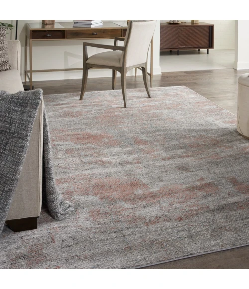 Nourison Rustic Textures Area Rug RUS15-Light Grey/Rust