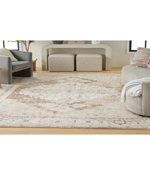 Nourison Astra Machine Washable Beige ASW11 6 ft. 7 in. X 9 ft. Rectangle Rug