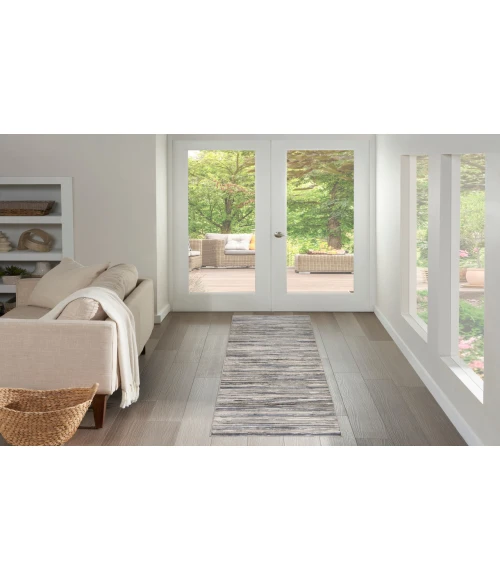 Nourison Serenity Home Ivory Grey Blue SRH03 2 ft. 2 in. X 7 ft. 6 in. Rectangle Rug