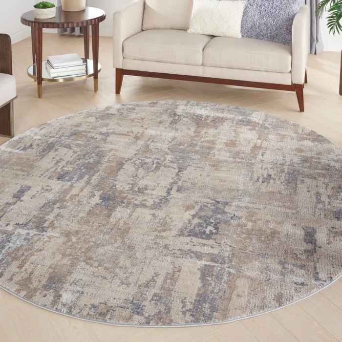 Nourison Rustic Textures Area Rug RUS06 Beige/Grey 5'3" Round