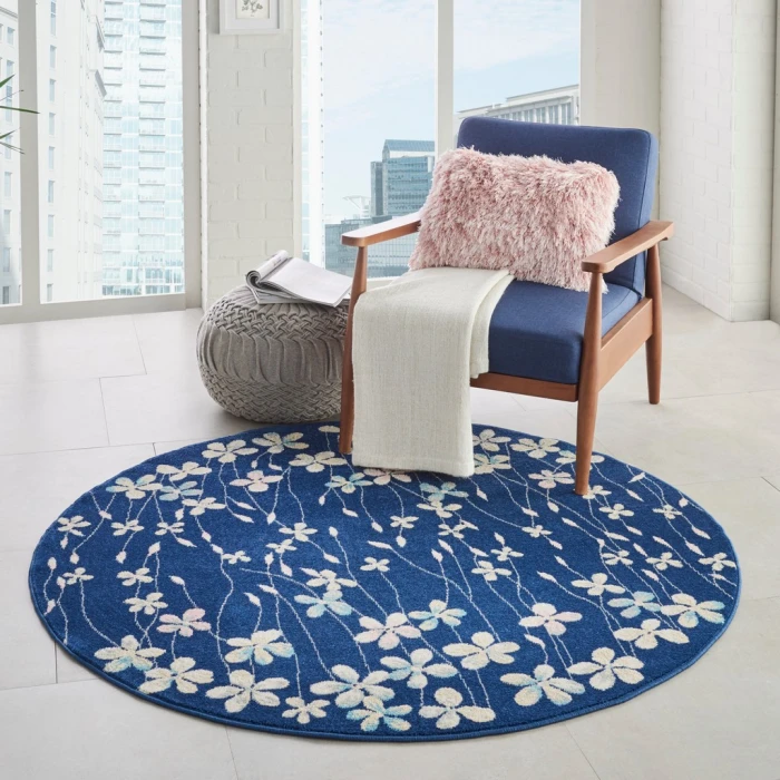 Nourison Tranquil Round Area Rug TRA04-Navy