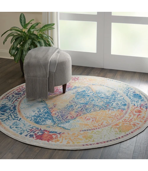 Nourison Home Ankara Global White ANR04 6ft. x Round Round Rug