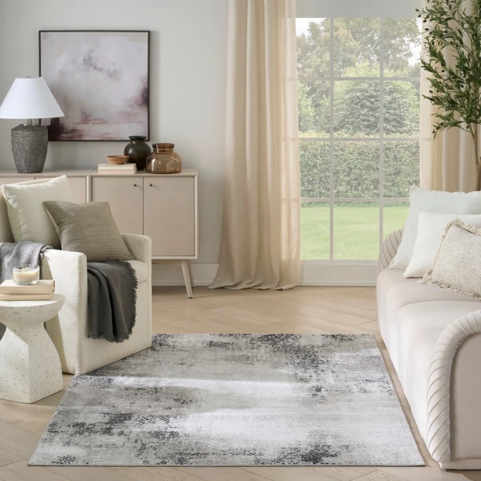Nourison Dekor Grey Charcoal DEK04 4 ft. X 6 ft. Rect. Rug