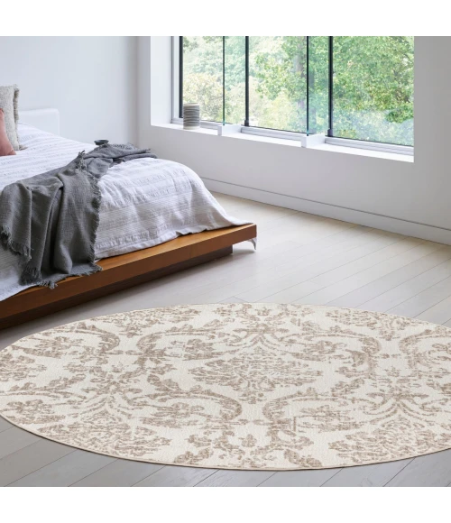 Nourison Jubilant Ivory Beige JUB09 8 ft. X Round Rug