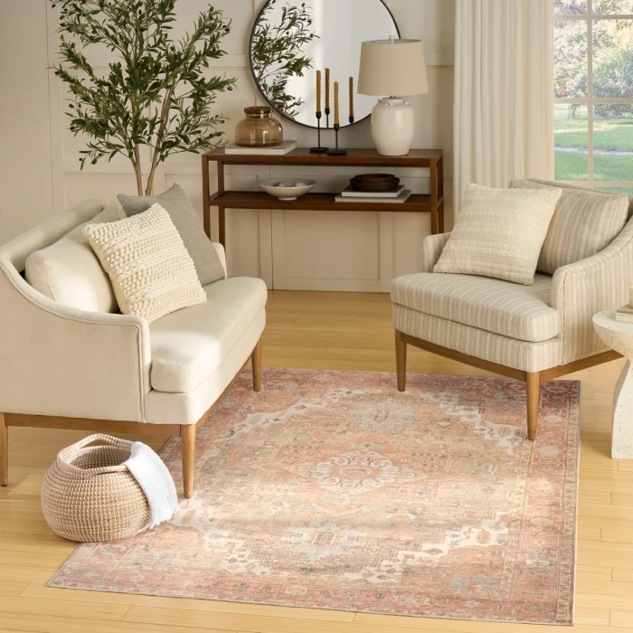 Nourison Vintage Washables Coral Taupe VWS07 4 ft. X 6 ft. Rect. Rug