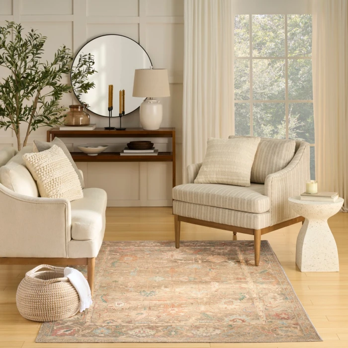 Nourison Vintage Washables Taupe Multicolor VWS09 4 ft. X 6 ft. Rect. Rug