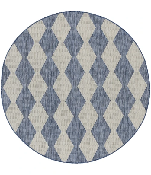 Nourison Positano Navy Blue POS04 6 ft. X Round Rug