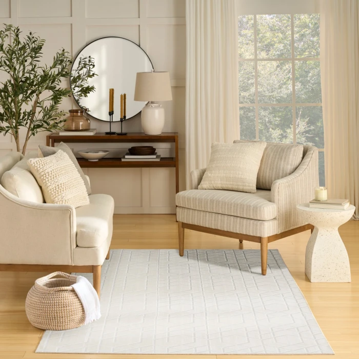Nourison Washable Charm Ivory WCH01 6 ft. X 9 ft. Rect. Rug